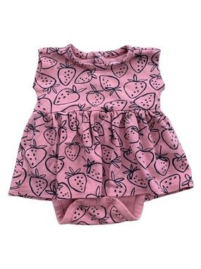 Tea Collection Size 3-6 Months Pink Strawberry Print Bodysuit Dress Romper
